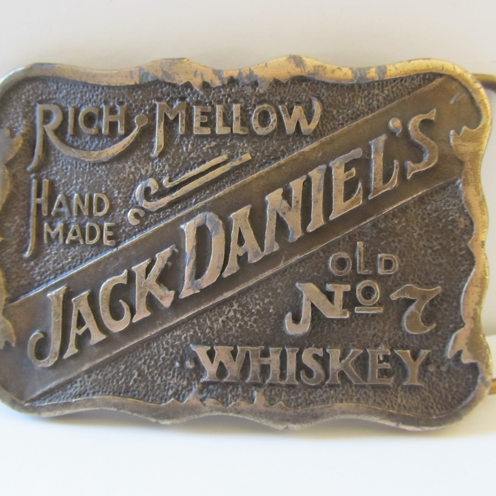 Vintage Jack Daniels Registered Brass Plated Belt Buckle